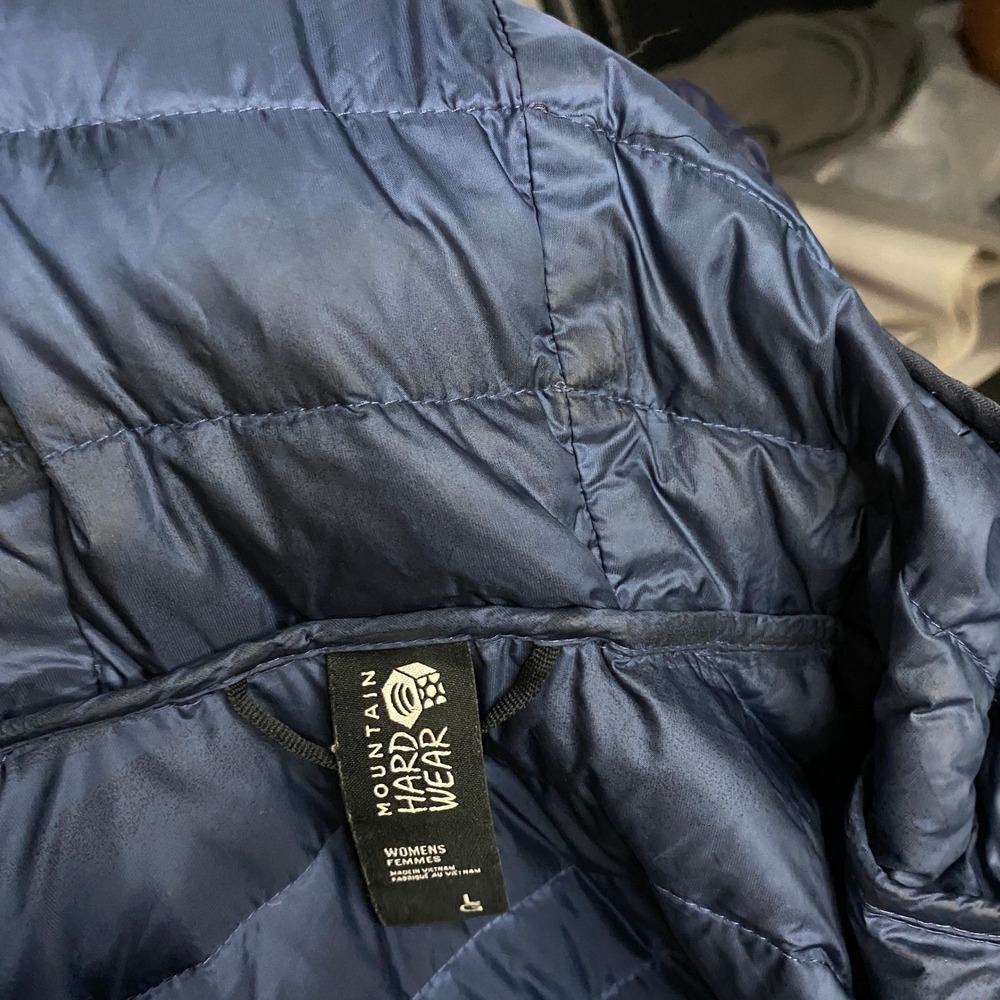 Mountain Hardwear Glen Alpine Down Hoodie Women Large Blue Fill Insulated Jacket - Picture 2 of 12